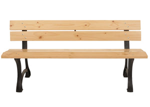 Gartenbank 3-Sitzer aus Kiefernholz und Gusseisen 170cm hellbraun