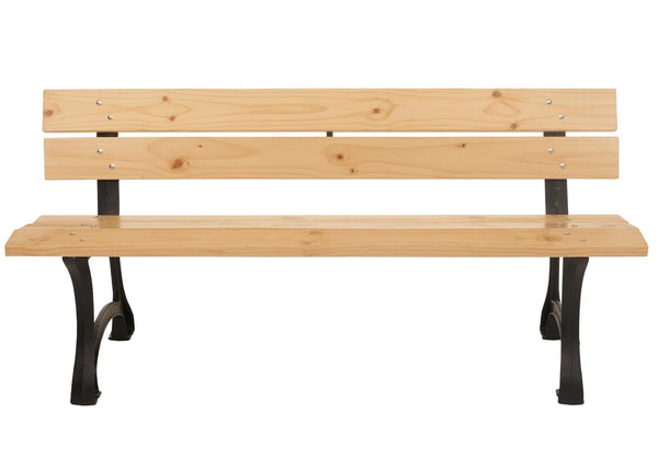 Gartenbank 3-Sitzer aus Kiefernholz und Gusseisen 170cm hellbraun