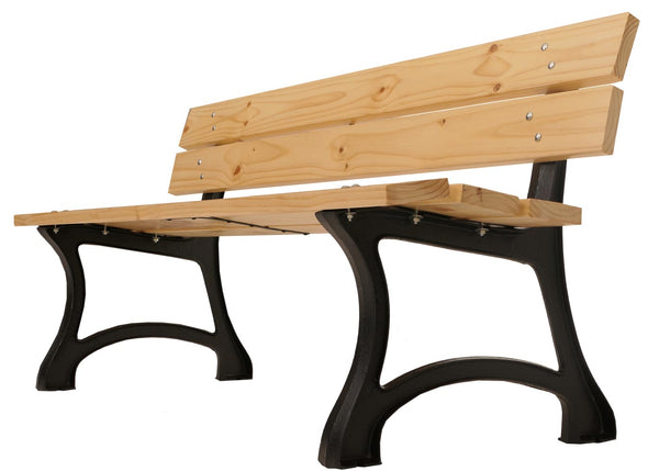 Gartenbank 3-Sitzer aus Kiefernholz und Gusseisen 170cm hellbraun