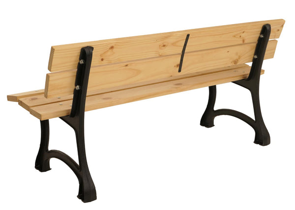Gartenbank 3-Sitzer aus Kiefernholz und Gusseisen 170cm hellbraun
