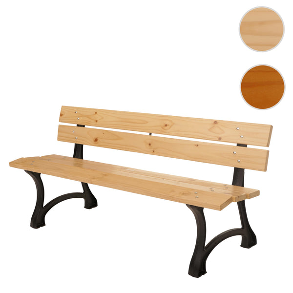 Gartenbank 3-Sitzer aus Kiefernholz und Gusseisen 170cm hellbraun