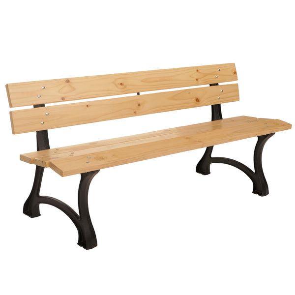 Gartenbank 3-Sitzer aus Kiefernholz und Gusseisen 170cm hellbraun