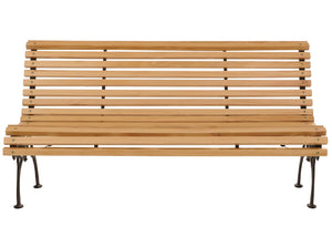 Gartenbank 3-Sitzer aus Kiefernholz & Gusseisen, 160cm natur