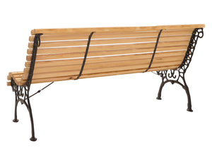 Gartenbank 3-Sitzer aus Kiefernholz & Gusseisen, 160cm natur