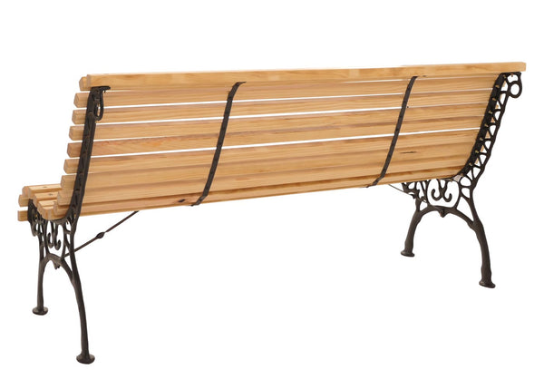 Gartenbank 3-Sitzer aus Kiefernholz & Gusseisen, 160cm natur
