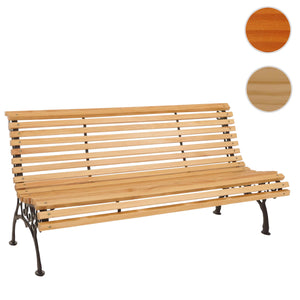 Gartenbank 3-Sitzer aus Kiefernholz & Gusseisen, 160cm natur
