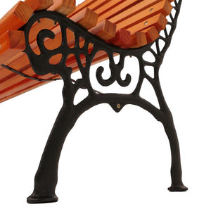 Gartenbank 3-Sitzer aus Kiefernholz und Gusseisen, 160cm Teak