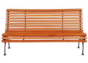 Gartenbank 3-Sitzer aus Kiefernholz und Gusseisen, 160cm Teak