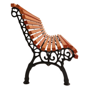 Gartenbank 3-Sitzer aus Kiefernholz und Gusseisen, 160cm Teak