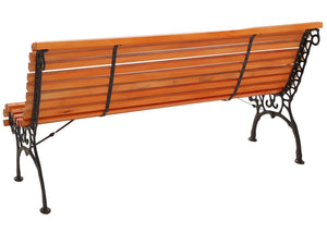 Gartenbank 3-Sitzer aus Kiefernholz und Gusseisen, 160cm Teak