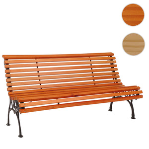 Gartenbank 3-Sitzer aus Kiefernholz und Gusseisen, 160cm Teak