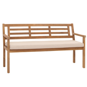 Gartenbank Akazie massiv mit Kissen beige
