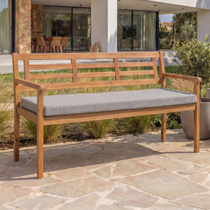 Gartenbank Akazie massiv mit Kissen grau