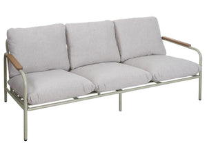 Aluminium Gartenbank 3-Sitzer mit Olefin-Polster, hellgrün/beige