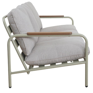 Aluminium Gartenbank 3-Sitzer mit Olefin-Polster, hellgrün/beige
