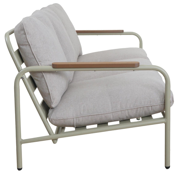 Aluminium Gartenbank 3-Sitzer mit Olefin-Polster, hellgrün/beige