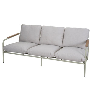 Aluminium Gartenbank 3-Sitzer mit Olefin-Polster, hellgrün/beige