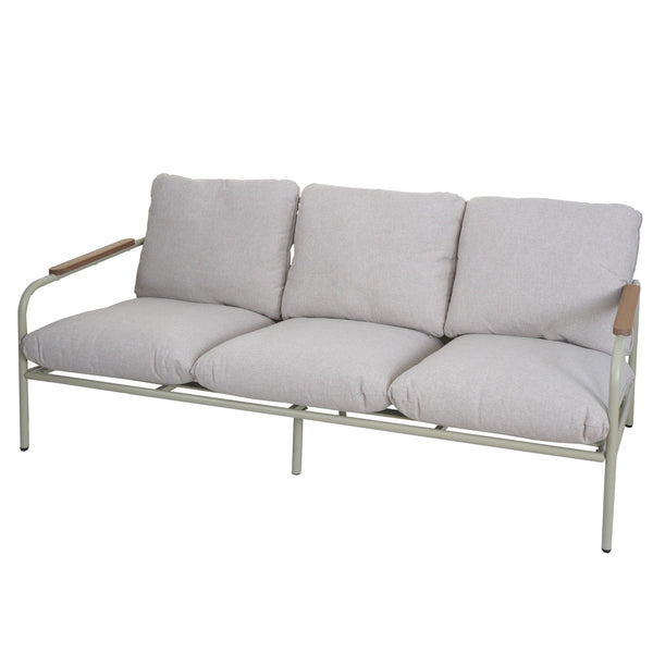 Aluminium Gartenbank 3-Sitzer mit Olefin-Polster, hellgrün/beige