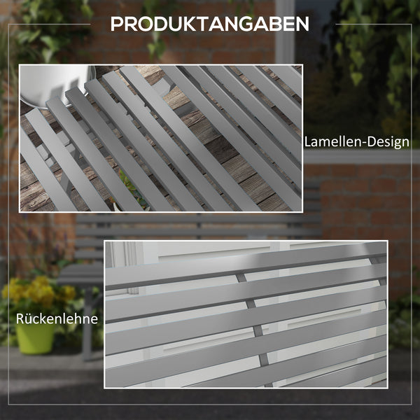 Gartenbank wetterfest für Garten und Terrasse Aluminium grau