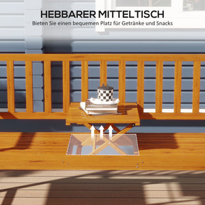 Gartenbank wetterfest mit ausklappbarem Tisch Outdoor Holz