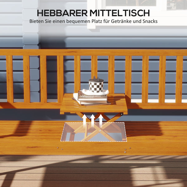 Gartenbank wetterfest mit ausklappbarem Tisch Outdoor Holz
