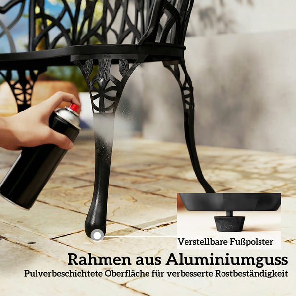 Gartenbank 2-Sitzer wetterfest mit Blumenmotiv Aluminium