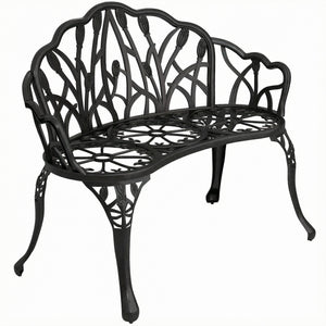 Gartenbank 2-Sitzer wetterfest mit Blumenmotiv Aluminium