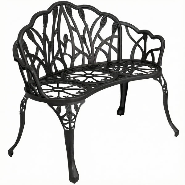 Gartenbank 2-Sitzer wetterfest mit Blumenmotiv Aluminium