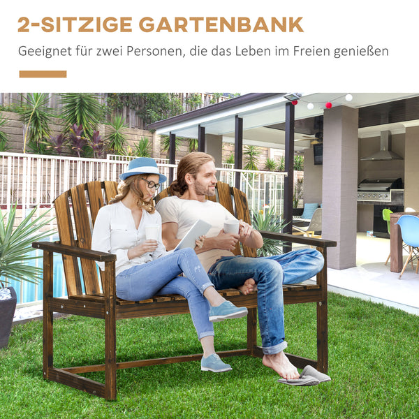 Gartenbank Holz 2-Sitzer bis 240kg Verkohlt