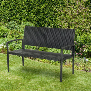Gartenbank Polyrattan 122x60x87cm Schwarz