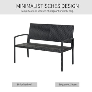 Gartenbank Polyrattan 122x60x87cm Schwarz