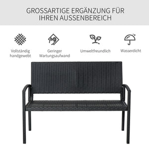Gartenbank Polyrattan 122x60x87cm Schwarz