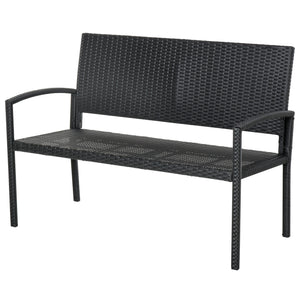 Gartenbank Polyrattan 122x60x87cm Schwarz
