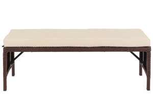 Gartenbank Poly-Rattan Sitzbank 112cm braun mit Kissen