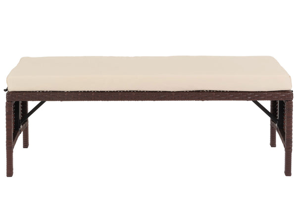 Gartenbank Poly-Rattan Sitzbank 112cm braun mit Kissen