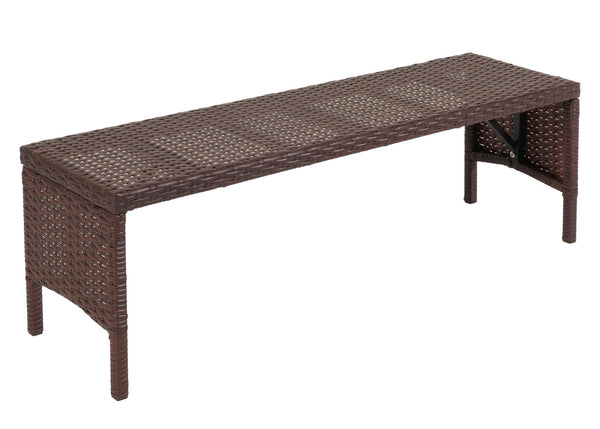 Gartenbank Poly-Rattan Sitzbank 112cm braun mit Kissen