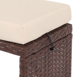 Gartenbank Poly-Rattan Sitzbank 112cm braun mit Kissen