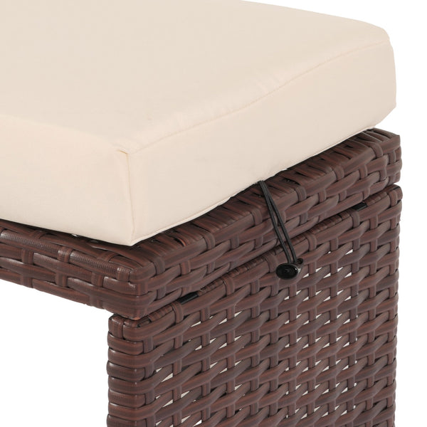 Gartenbank Poly-Rattan Sitzbank 112cm braun mit Kissen