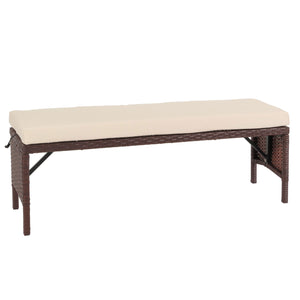 Gartenbank Poly-Rattan Sitzbank 112cm braun mit Kissen