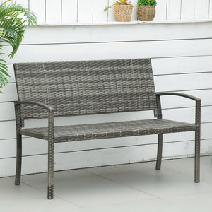 Gartenbank Rattanoptik bis 320kg für Balkon Grau