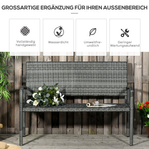 Gartenbank Rattanoptik bis 320kg für Balkon Grau