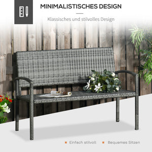 Gartenbank Rattanoptik bis 320kg für Balkon Grau
