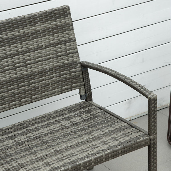 Gartenbank Rattanoptik bis 320kg für Balkon Grau