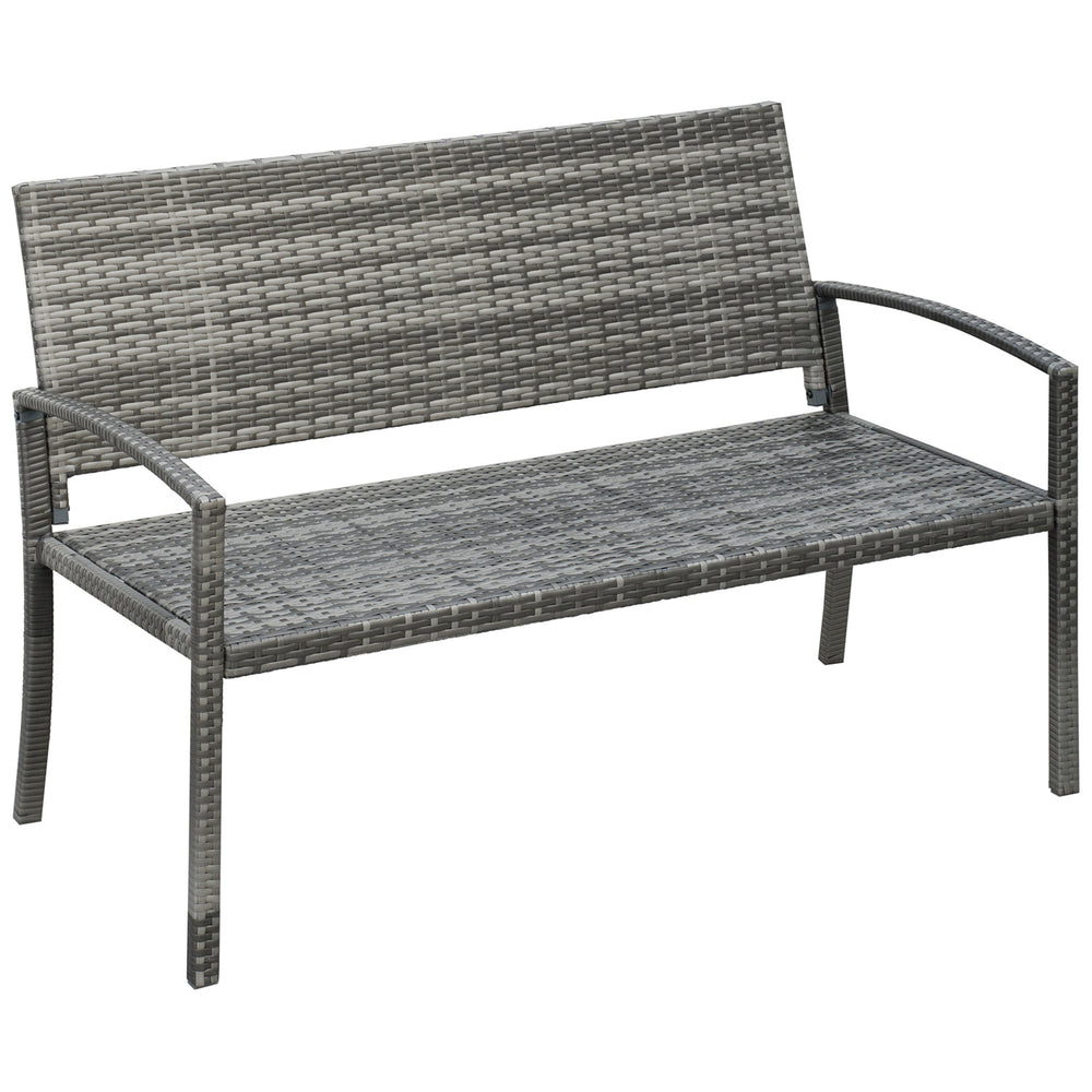 Panca da giardino, effetto rattan, fino a 320 kg, per balcone, grigia