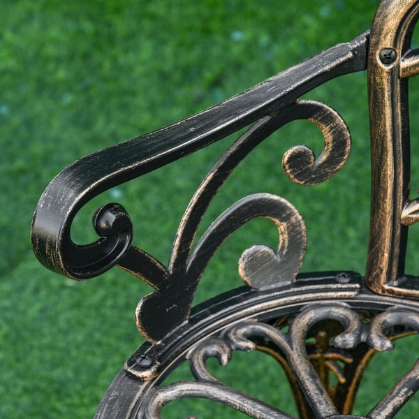Gartenbank 2-Sitzer Retro mit Blumenmuster Metall bronze