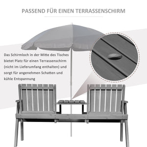 Gartenbank Sitzgruppe mit Tisch und Regenschirmloch Massivholz