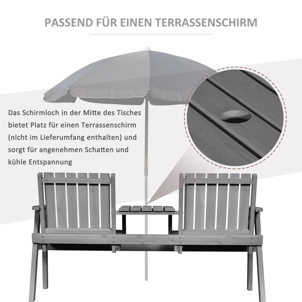 Gartenbank Sitzgruppe mit Tisch und Regenschirmloch Massivholz