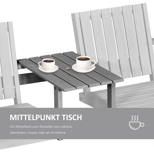 Gartenbank Sitzgruppe mit Tisch und Regenschirmloch Massivholz