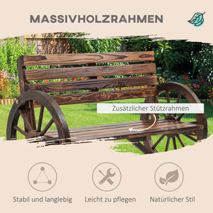 Gartenbank Tannenholz 2-Sitzer Landhausstil Braun