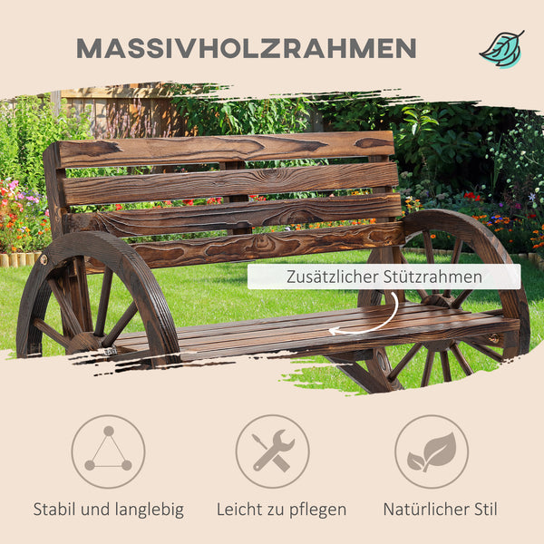 Gartenbank Tannenholz 2-Sitzer Landhausstil Braun